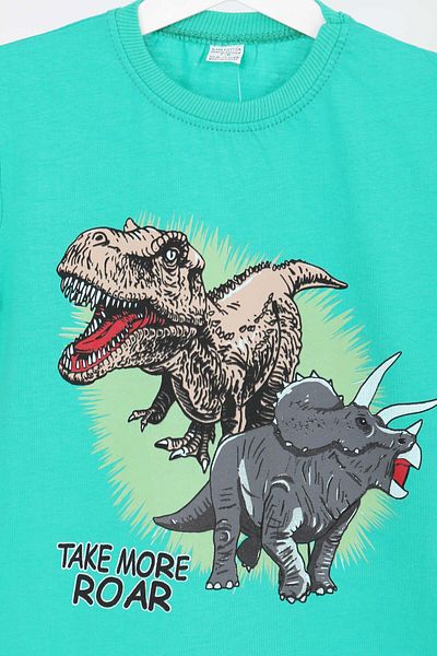 TOFİSA Boy's Green Printed Short Sleeve T-Shirt - 27384
