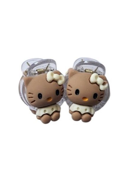 parti sürprizi 2 Pieces of Latched Hair Clips with Caramel Color Teddy Bear