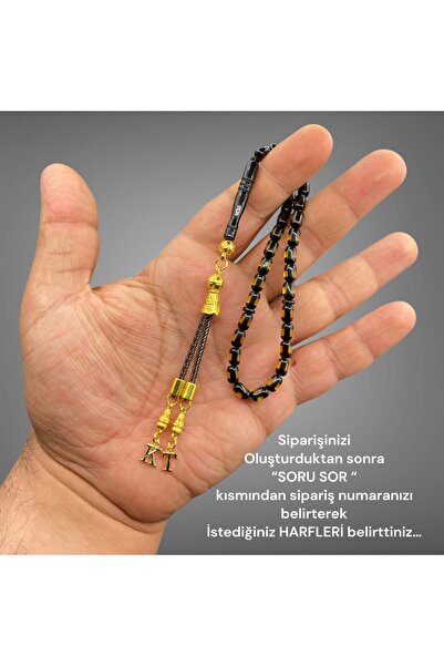 Kt BİLEK BOY HARFLİ TESBİH SARI RENK SÜRMELİ TOZ KEHRİBAR TESBİH