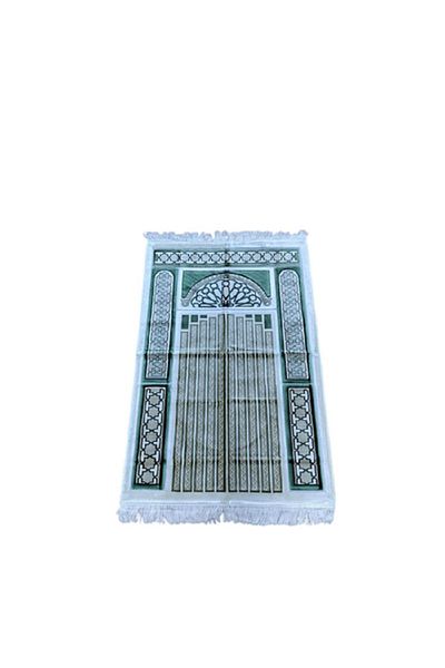 SLİCO Arenno Elegant Pattern High Quality Velvet Prayer Mat Green and White