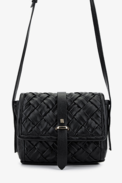 Valmenti Kadın Hakiki Deri Siyah Deri Postacı Çanta