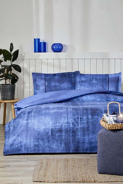 Özdilek Set cuvertură de pilota de o persoană Özdilek Ranforce cu cearșaf elastic - Horizon Blue