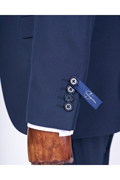 TerziAdemAltun Italian Style Slim Fit Men Jacket Vest Pants Suit Navy Blue T13466