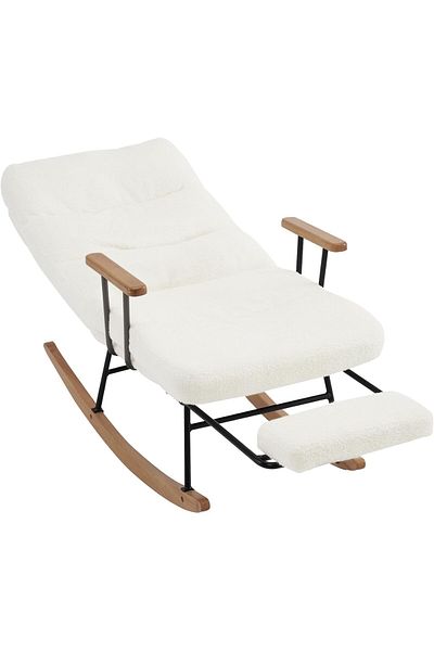 rexa Chair with Wooden Base Armchair - Adjustable Recliner High Back Lounge Chair