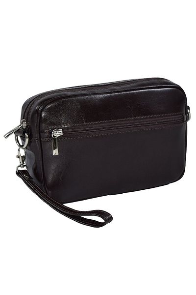 Magazinul de genti Men's genuine leather handbag, hand and shoulder bag, model 035, Dark brown