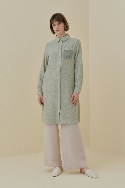 Nihan Brode Lace Detailed Tunic Khaki