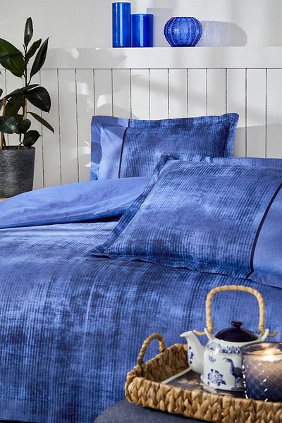 Özdilek Set cuvertură de pilota de o persoană Özdilek Ranforce cu cearșaf elastic - Horizon Blue