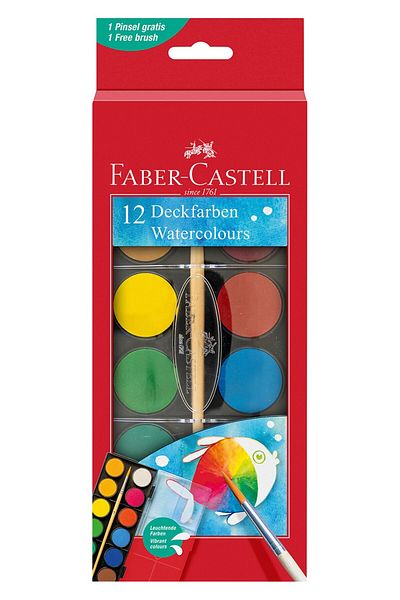 OEM Faber-Castell Connector Brush Watercolors, 30 mm, 12 Colors