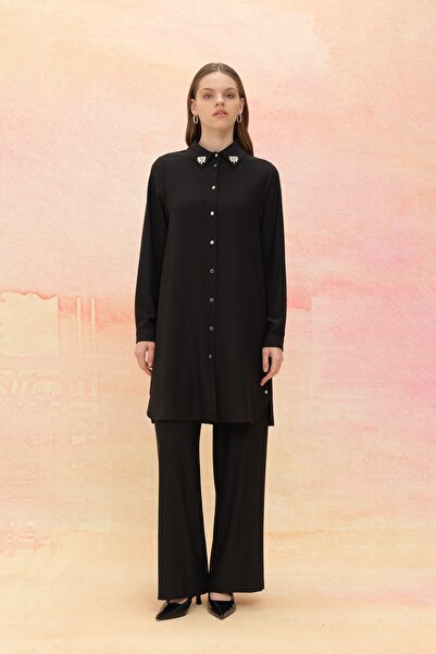 Nihan Taş Detaylı Pantolon Tunik Takım Siyah