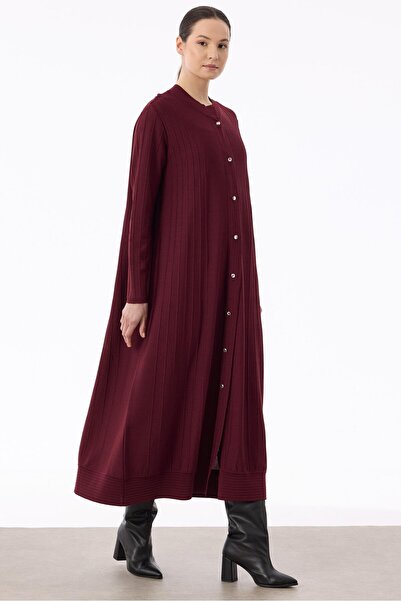 Tığ Triko Ζακέτα με λεπτομέρεια Nervür Max Boy Knitwear Rayon Ζακέτα Claret Red