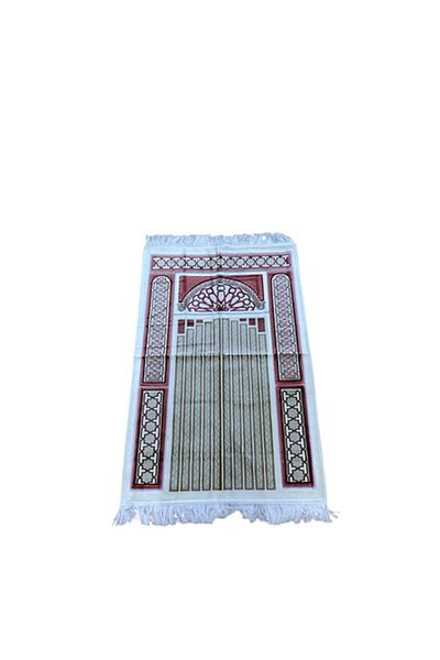 SLİCO Arenno Elegant Pattern High Quality Velvet Prayer Mat Red and White