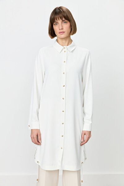 Nihan Kuşgözü Detaylı Tunik Ekru