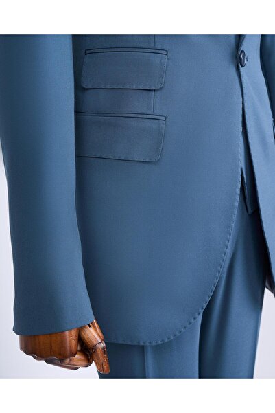 TerziAdemAltun Italian Style Slim Fit 8 Drop Jacket Vest Pants Suit Green T12631