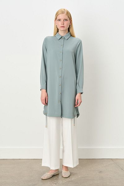 Nihan Eyelet Detailed Tunic Water Green