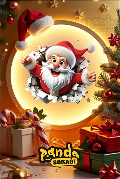 PANDA SOKAĞI 3D наклейка Санта-Клауса, новорічна наклейка Санта-Клауса, накле...