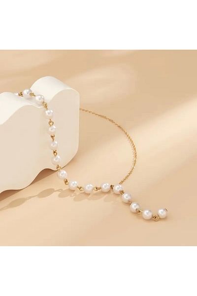 KÜP AKSESUAR Pearl Stone Low-Cut Necklace