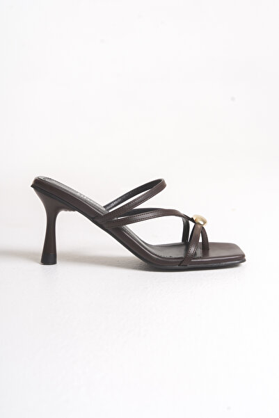 Redoxy Women's Special Design Dark Brown Thin Cross Strap Flip Flop Accessory Evening Dress Slippers