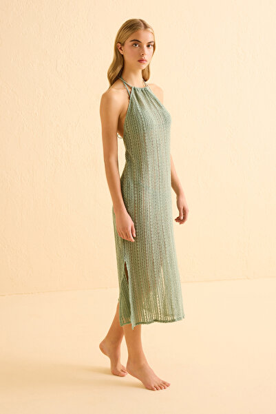 AQUELLA Ribbed Knitwear Green Dress