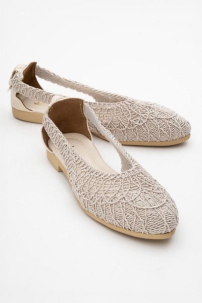 CCWAY AYAKKABI Women's Mesh Ballerina Cream