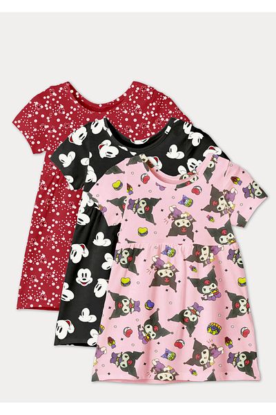 DFN Kids 3,4,5,6,7,8 Years Old Girl's Summer Dress 3 Sets