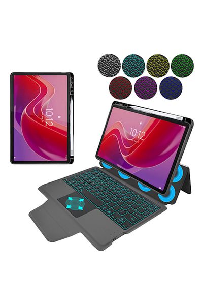 Petite Tuds Smart Case with Keyboard for Lenovo Tab M11 + Lexgard Premium Shield, Pitch Black