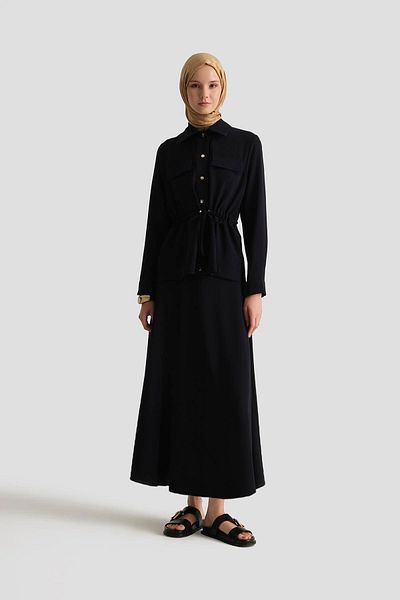Armine Drawstring Waist Suit 25Yd9172 Navy Blue