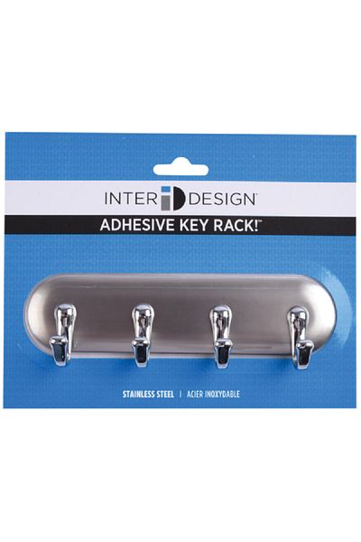 Interdesign Brushed Stainless Steel 4-Hook Rack Chrome