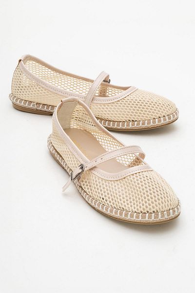 CCWAY AYAKKABI Mesh Happy Single-Piece Women's Ballerina Beige