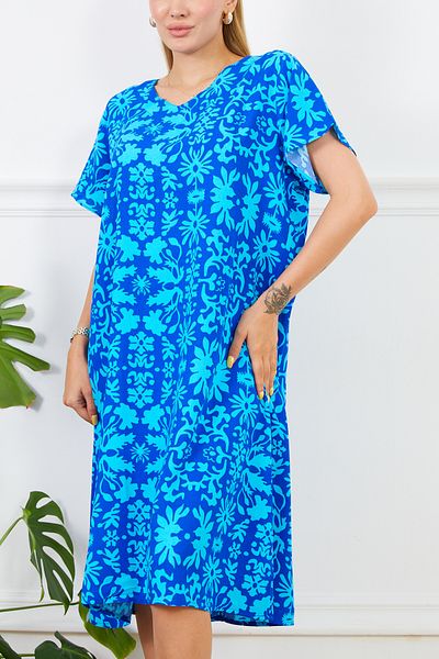 DPARİS Rochie cu mânecă scurtă cu decolteu în V cu model din viscoză
