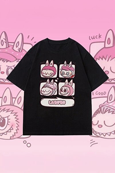 1blood تي شيرت أسود لابوبو شات كولاج للجنسين