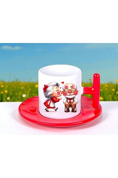 LADİJİTAL BASKI ÇÖZÜMLERİ 2 Pcs Nine-Dede t Red Turkish Coffee Cups