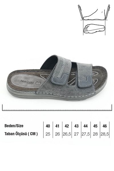 GEZER Naturela Comfort Men's Summer Insole Genuine Leather Double Velcro Adjustable Comfortable Sole Daily