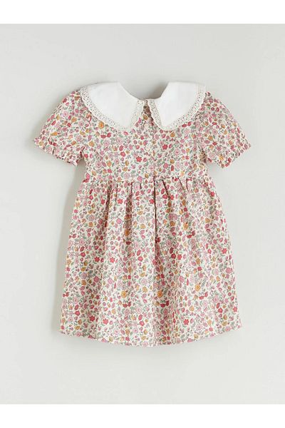 LC Waikiki Lcw Kids Ecru Baby Collar Girl's Linen Blended Dress