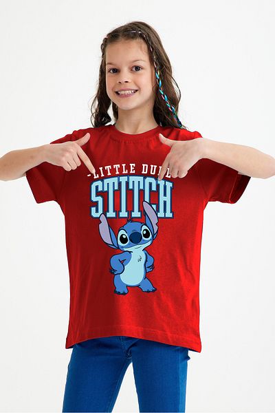 C&C OKULCUNUZ Dude Stitch Crew Neck Summer Kids T-Shirt Red