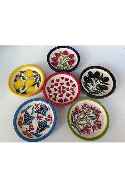 shop Handmade Set of 6, 12 cm Rectangular Ceramic Snack Serving Plates, Breakfast Plates