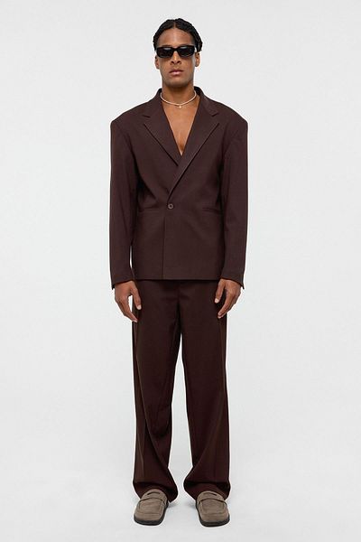 VAMOSCLO One Button Oversize Suit Coffee