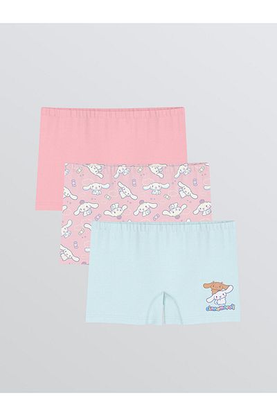 LC Waikiki Pink Elastic Waist Combed Cotton Girl's Boxer 3-Piece