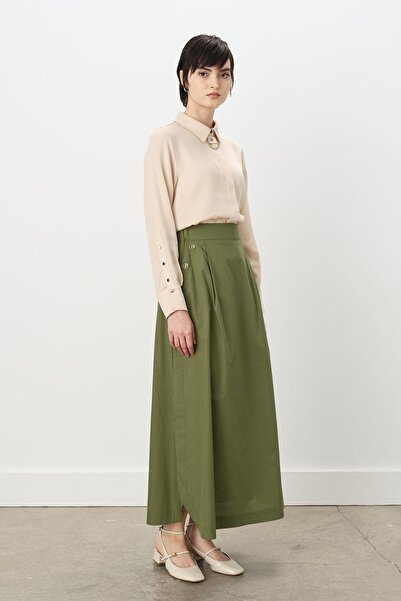 Nihan Düğme Detaylı Poplin Pamuk Etek Amazon