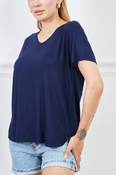 DPARİS Viscose V-Neck Casual T-Shirt