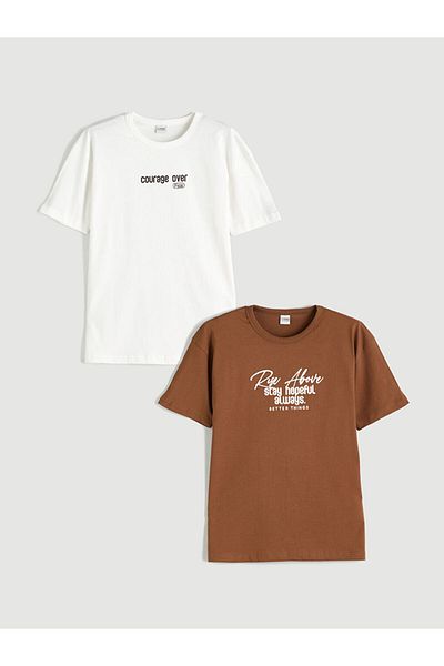 LC Waikiki Brown Crew Neck Boys T-Shirt Pack of 2