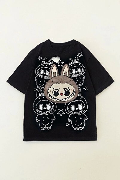 1blood تي شيرت أسود لابوبو ستار للجنسين