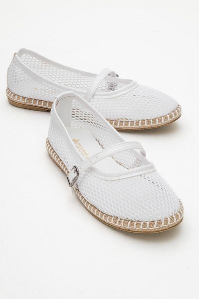 CCWAY AYAKKABI Mesh Happy Single-Piece Women's Ballerina White