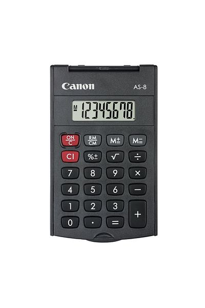 Canon Folding pocket calculator with 8 digits, Canon AS-8, 97 x 60 x 11.4 mm, dark gray