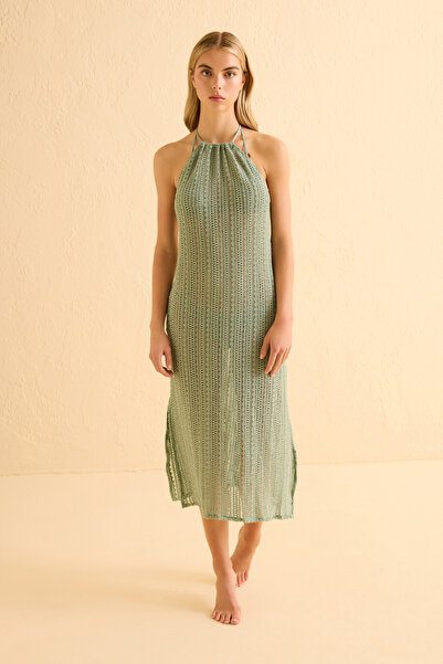 AQUELLA Ribbed Knitwear Green Dress