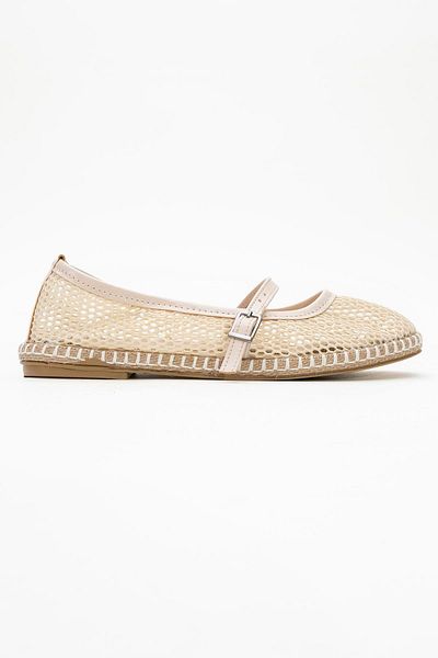 CCWAY AYAKKABI Mesh Happy Single-Piece Women's Ballerina Beige