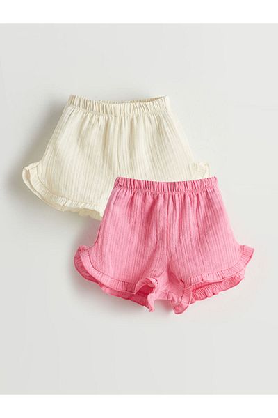 LC Waikiki New Season Basic Baby Girl Shorts with Elastic Waist 2-Piece - S5J396Z1