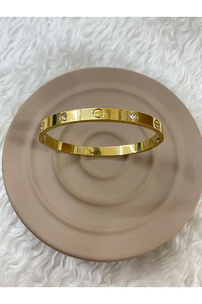 BY YASİN TOPÇU Steel Bracelet with Screw & Zircon Detail (Standard Size)