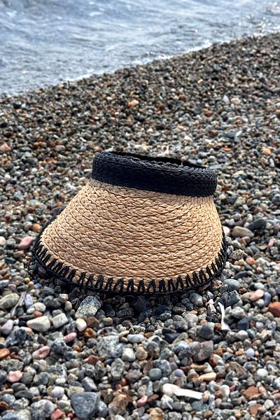 Remsa Mayo Zigzag Piping Visor Straw Hat Sunscreen Visor Rş-2104 Camel