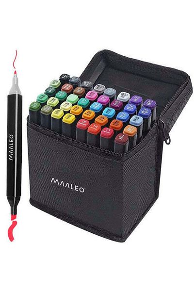 JEWELORA Set of 40 double-ended markers, Professional markers, Storage bag - 160 x 95 x 160 mm
