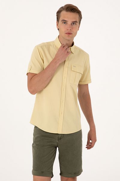 U.S. Polo Assn. Men's Light Khaki Short Sleeve Shirt 50300181-Vr183